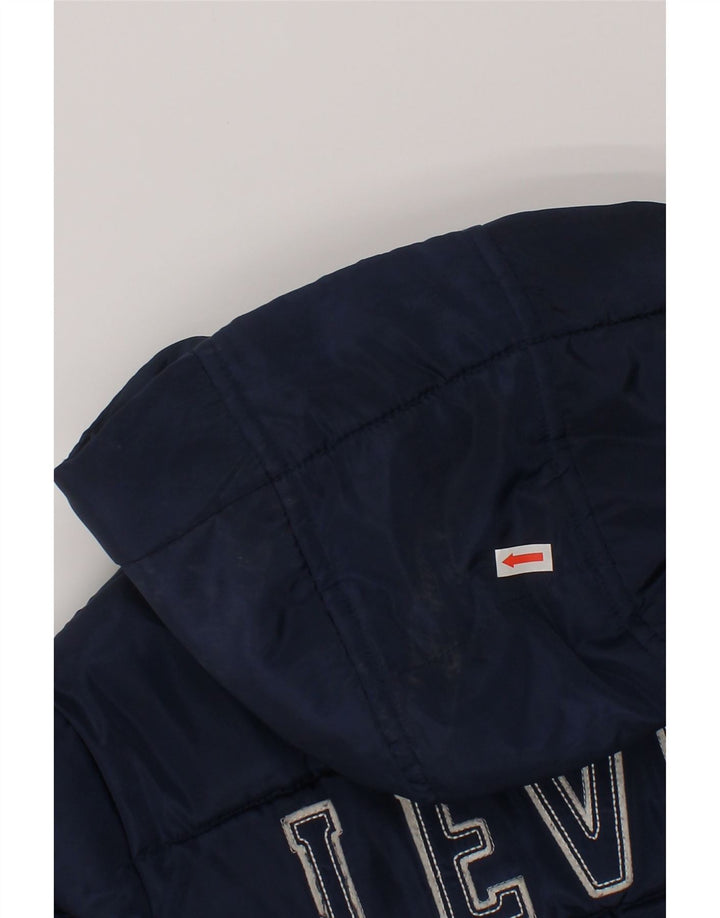 Levi's Boys Graphic Hooded Padded Jacket 7-8 Years Navy Blue Polyester
