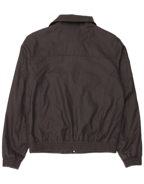 Zara Mens Double Breasted Bomber Jacket UK 38 Medium Grey Polyester