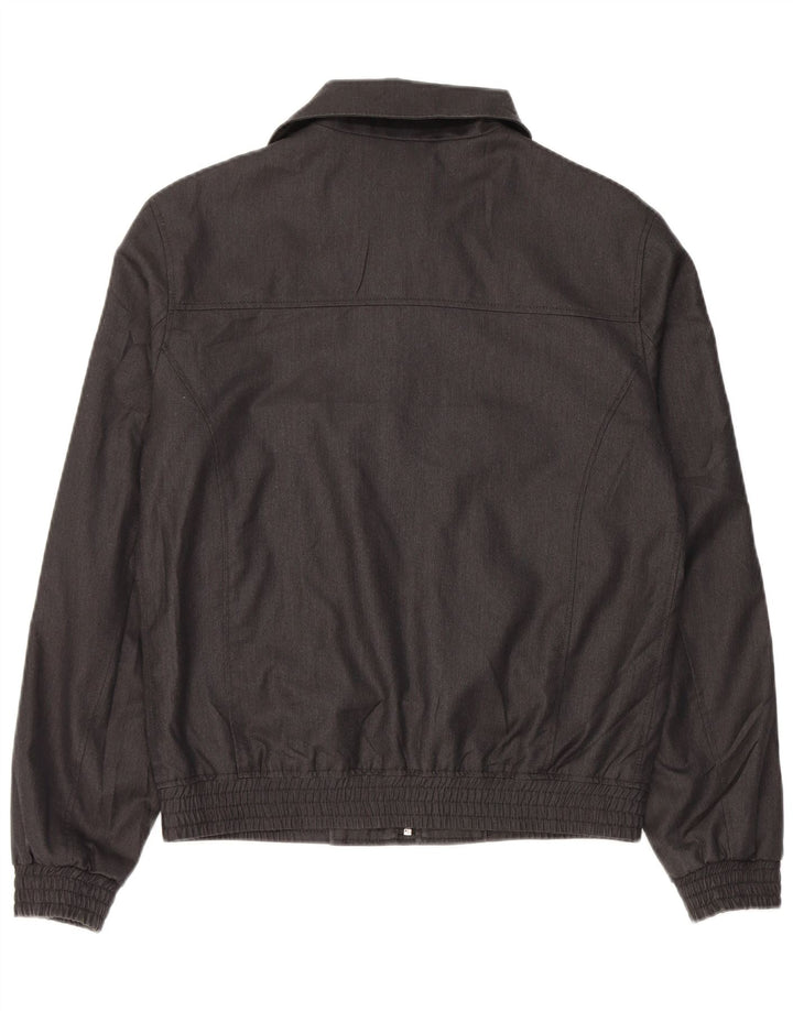 Zara Mens Double Breasted Bomber Jacket UK 38 Medium Grey Polyester