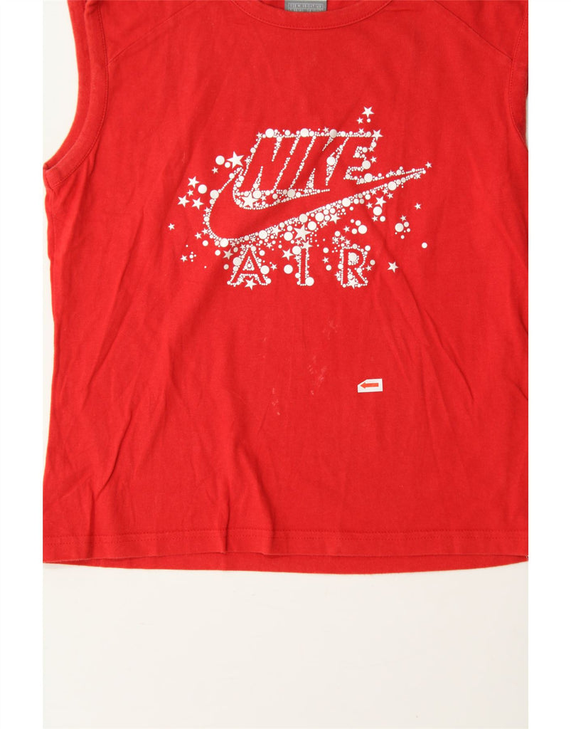 NIKE Womens Graphic Vest Top UK 10/12 Medium Red Cotton Vintage Nike and Second-Hand Nike from Messina Hembry 
