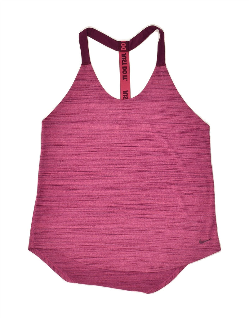 NIKE Womens Vest Top UK 10 Small Pink Pinstripe | Vintage Nike | Thrift | Second-Hand Nike | Used Clothing | Messina Hembry 