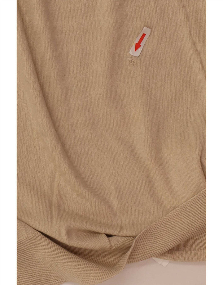 Zara Mens V-Neck Jumper Sweater Large Beige Cotton