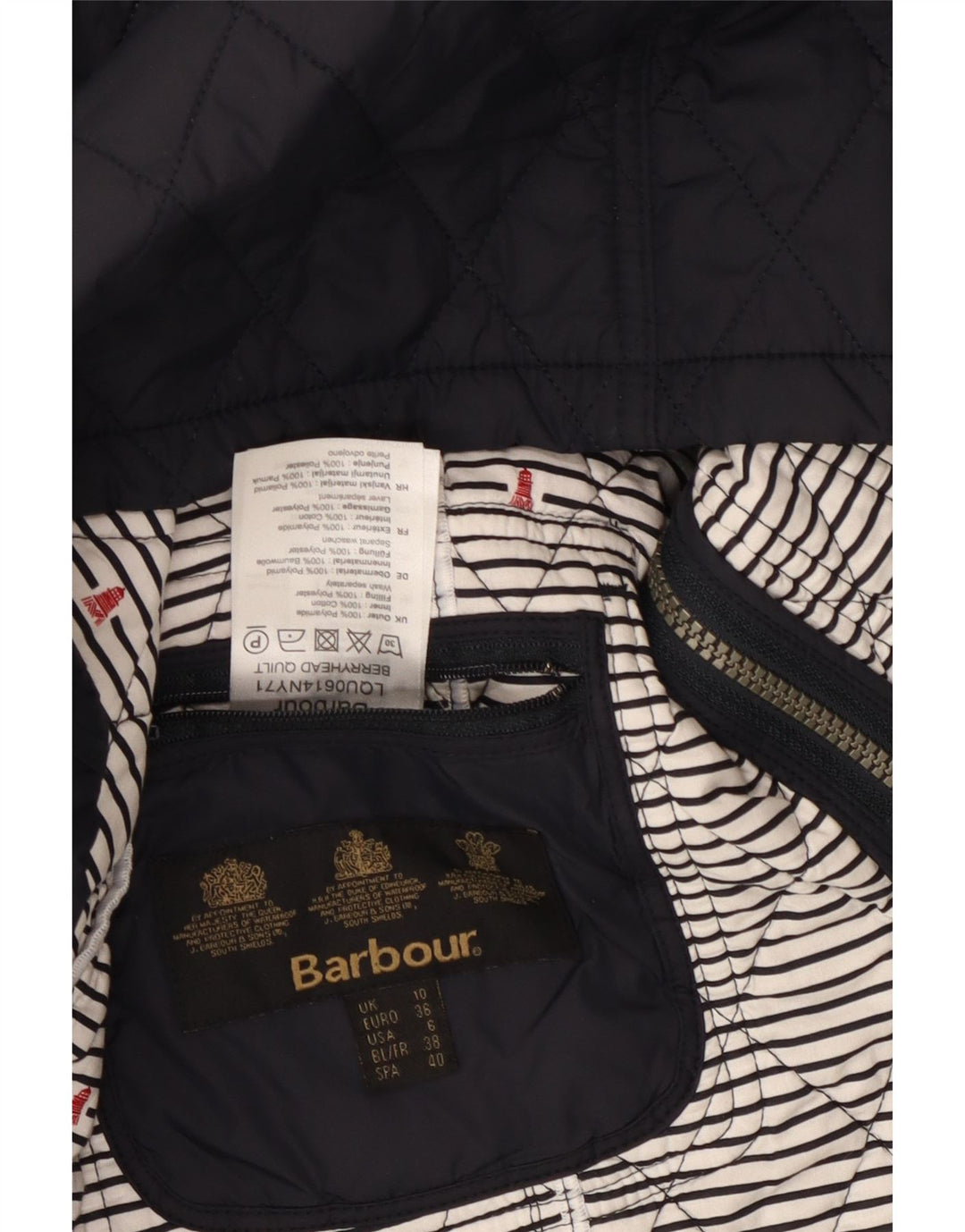 BARBOUR Womens Quilted Jacket UK 10 Small  Navy Blue Polyamide