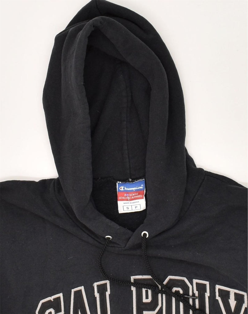 CHAMPION Mens Graphic Hoodie Jumper Small Black Cotton | Vintage Champion | Thrift | Second-Hand Champion | Used Clothing | Messina Hembry 