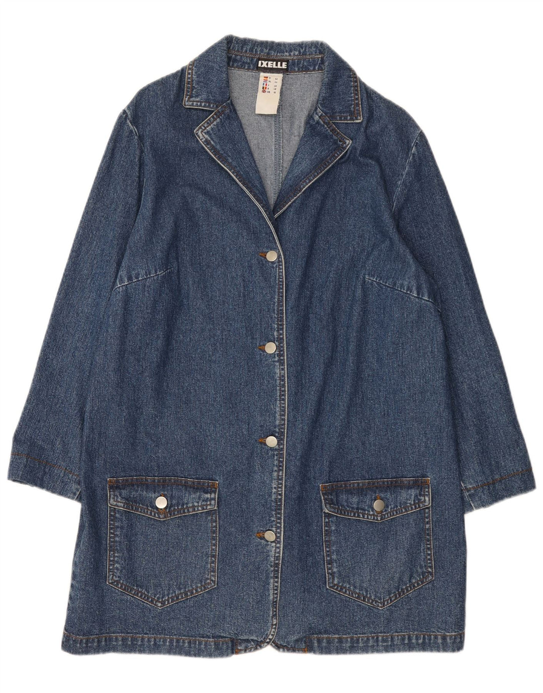 Vintage Womens Denim Coat UK 18 XL Blue Cotton
