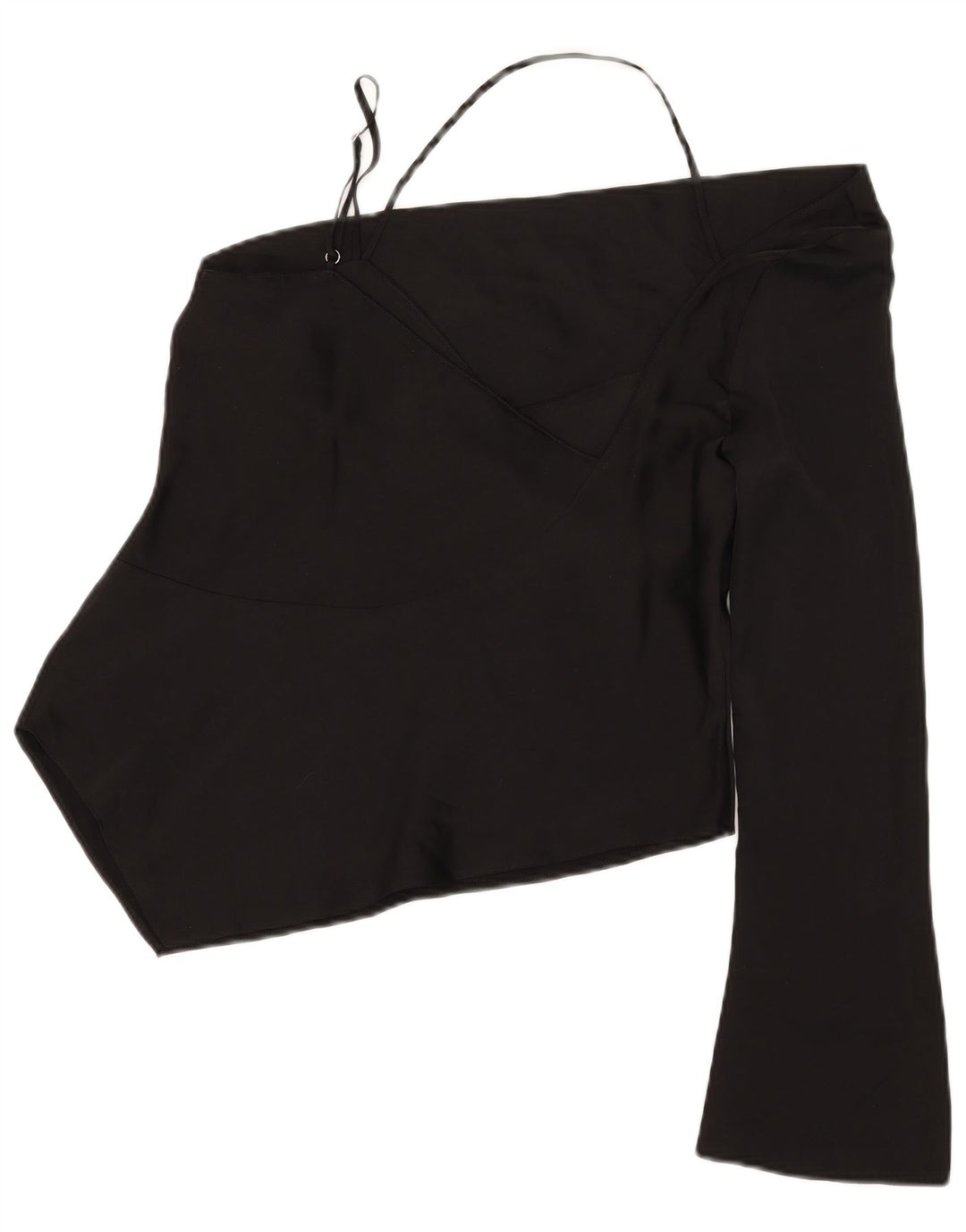Topshop Womens Asymmetric One Shoulder Top UK 12 Medium Black Polyester