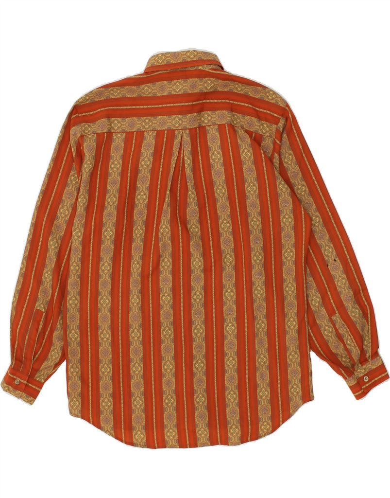 VINTAGE Mens Shirt Small Orange Striped Polyester Vintage Vintage and Second-Hand Vintage from Messina Hembry 