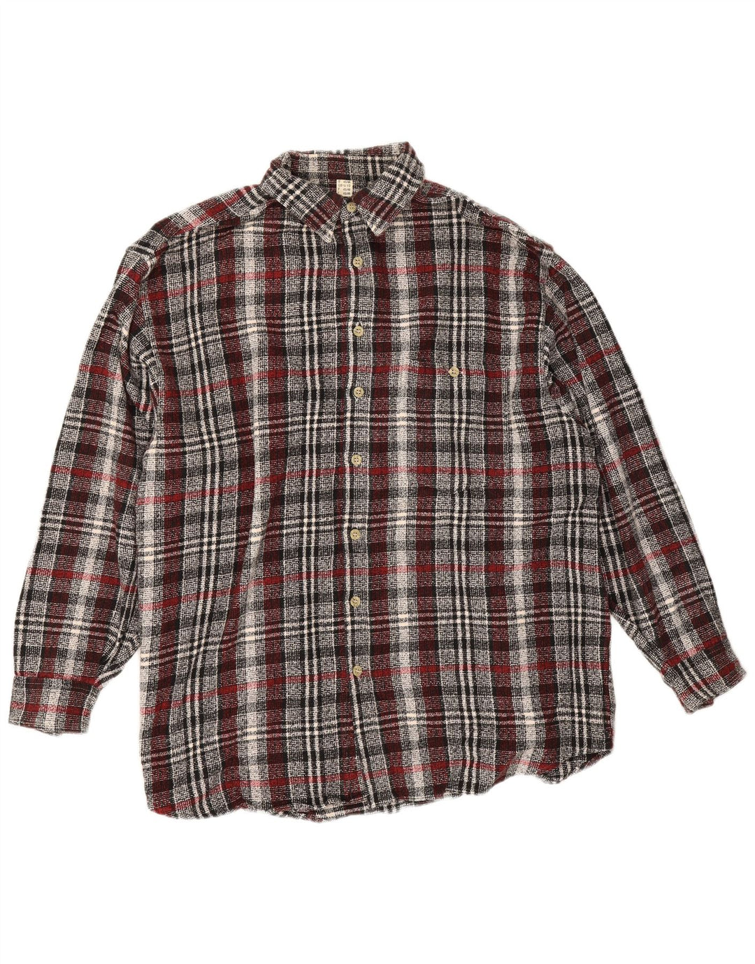 Vintage Mens Flannel Shirt Size 16 1/2 Large Grey Check Cotton
