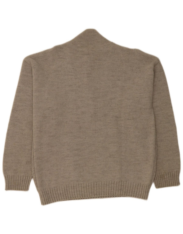 Elite Mens Button Neck Jumper Sweater Medium Grey Wool