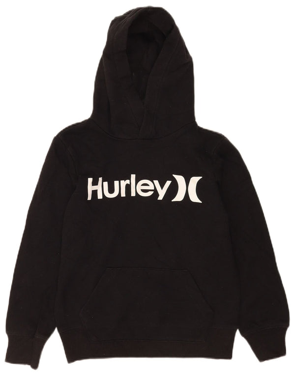 Hurley Boys Graphic Hoodie Jumper 7-8 Years Small Black Cotton