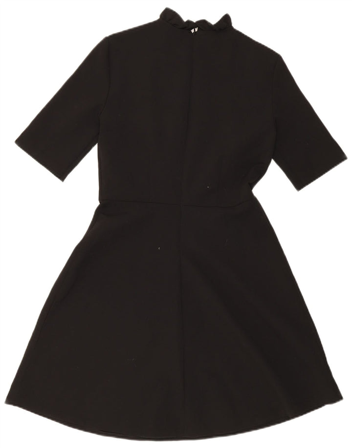 ZARA Womens A-Line Dress UK 10 Small Black Floral Polyester