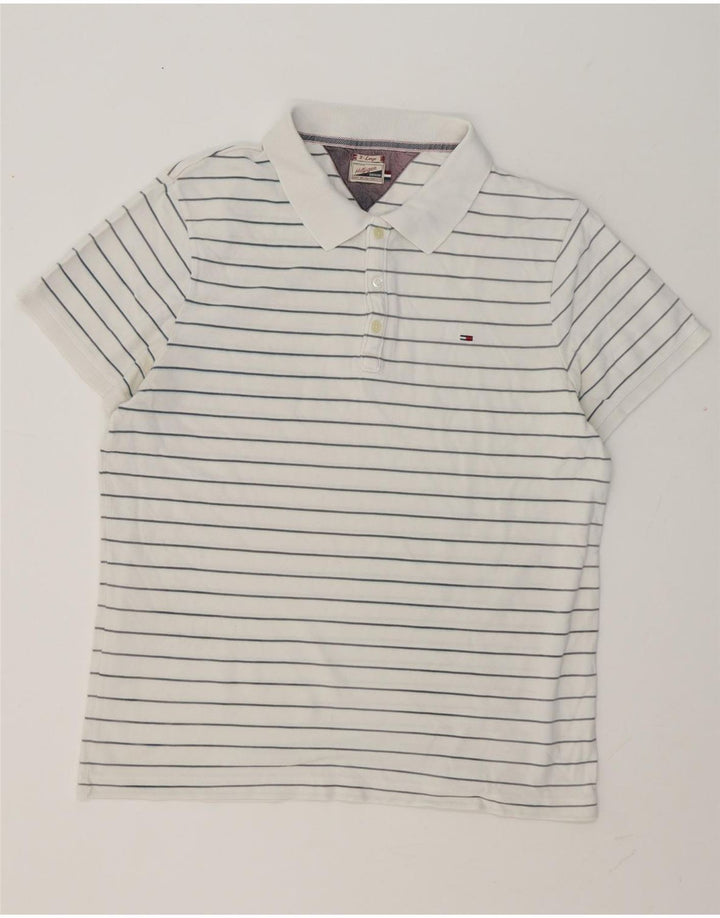 Tommy Hilfiger Mens Polo Shirt XL White Striped