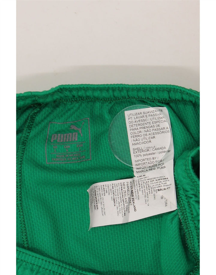 PUMA Mens Sport Shorts Large Green Geometric Polyester