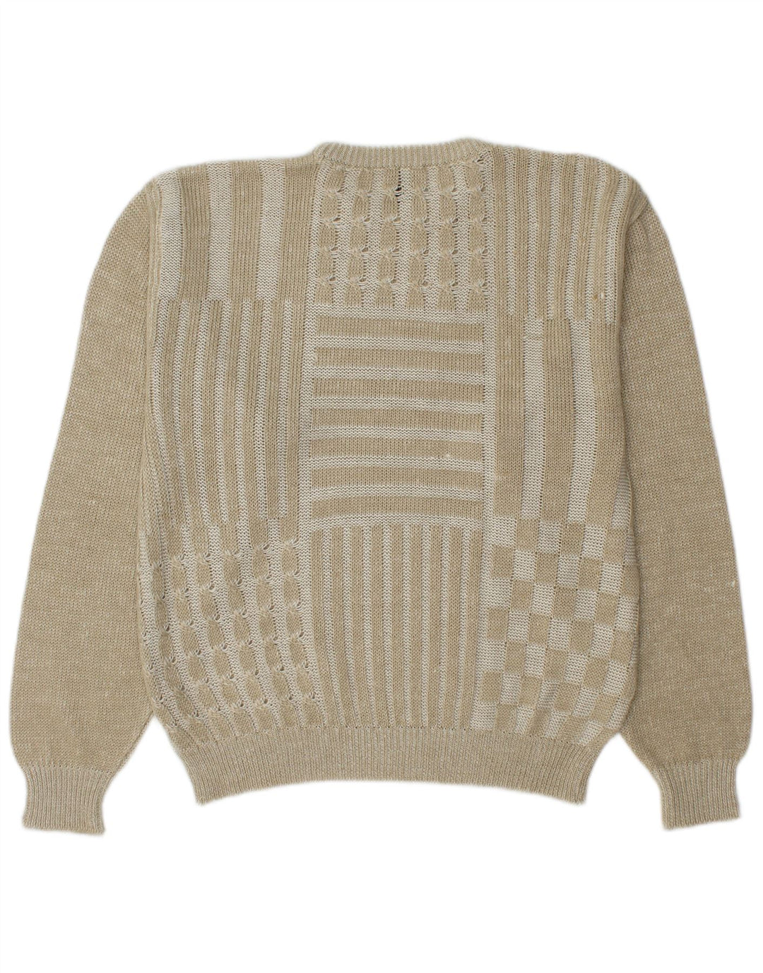 COBRA Mens Crew Neck Jumper Sweater IT 50 Medium Beige Patchwork