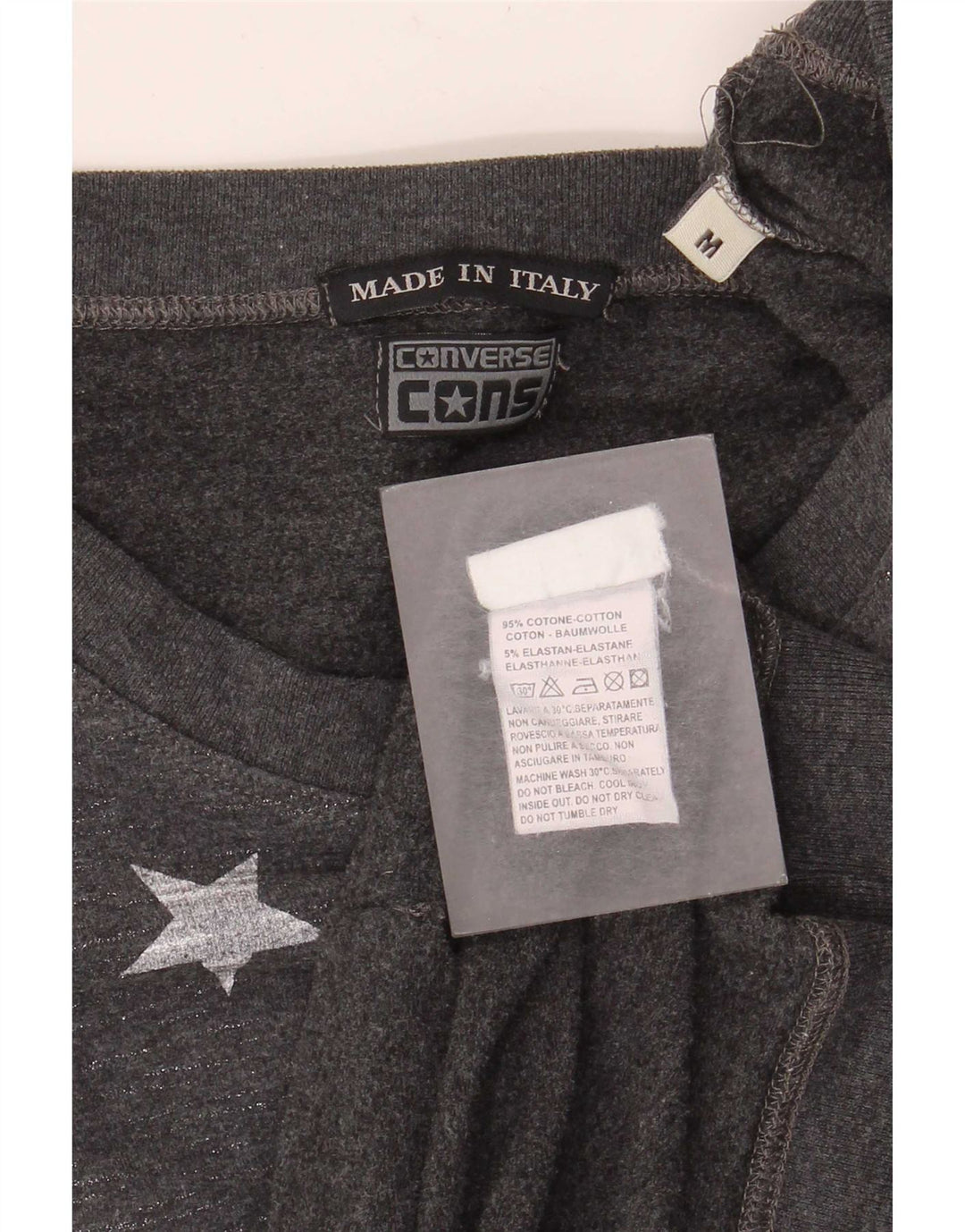 Converse Womens Graphic Sweatshirt Jumper UK 12 Medium Grey Flecked