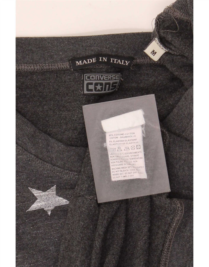 Converse Womens Graphic Sweatshirt Jumper UK 12 Medium Grey Flecked