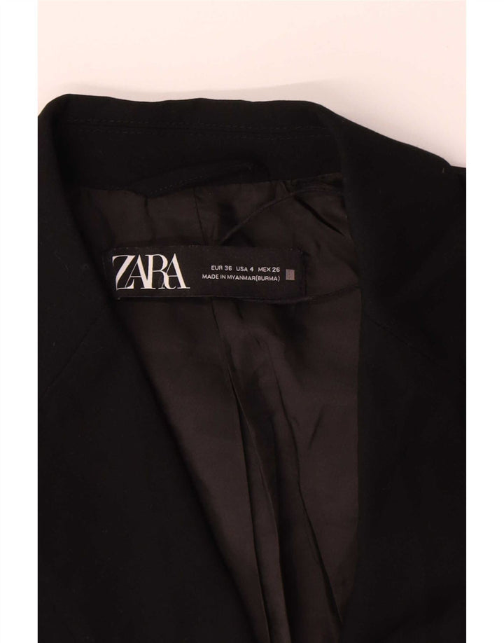 Zara Womens 1 Button Blazer Jacket EU 36 XS Black Polyester