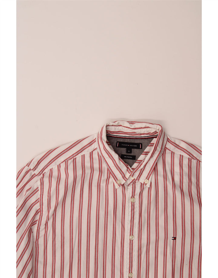 TOMMY HILFIGER Mens Shirt XL Red Striped Cotton Vintage Tommy Hilfiger and Second-Hand Tommy Hilfiger from Messina Hembry 