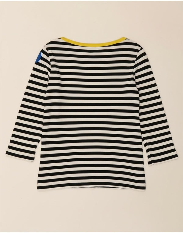 Benetton Womens Top 3/4 Sleeve UK 8 Small Navy Blue Striped
