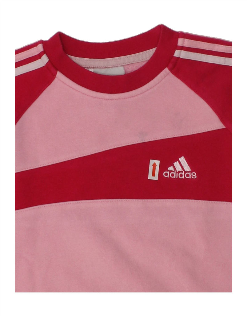 ADIDAS Girls Sweatshirt Jumper 2-3 Years Pink Colourblock Cotton | Vintage Adidas | Thrift | Second-Hand Adidas | Used Clothing | Messina Hembry 