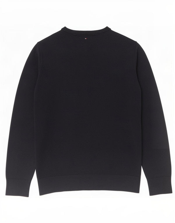 Tommy Hilfiger Boys V-Neck Jumper Sweater 15-16 Years Navy Blue Cotton