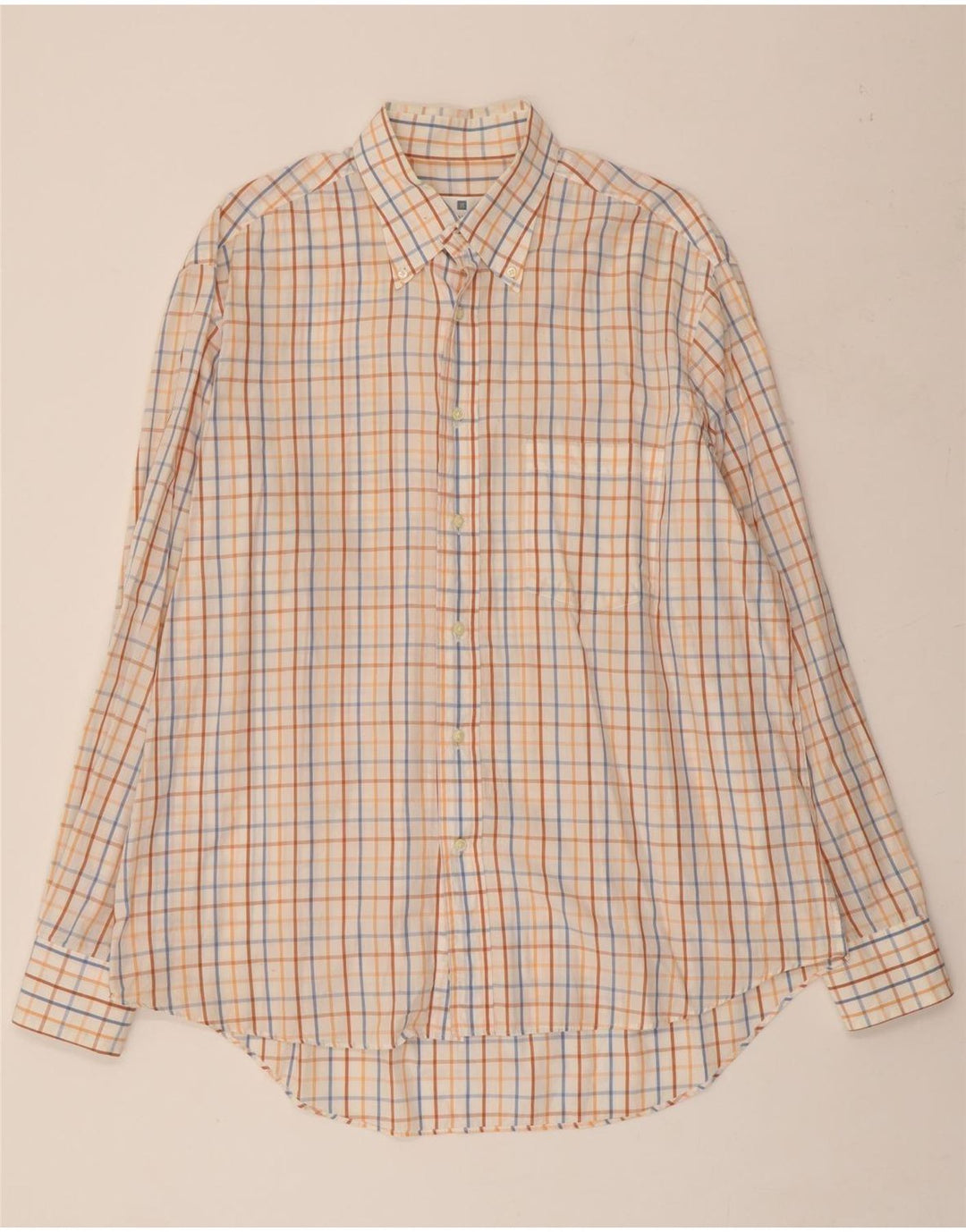 BALLANTYNE Mens Shirt XL Off White Check Cotton