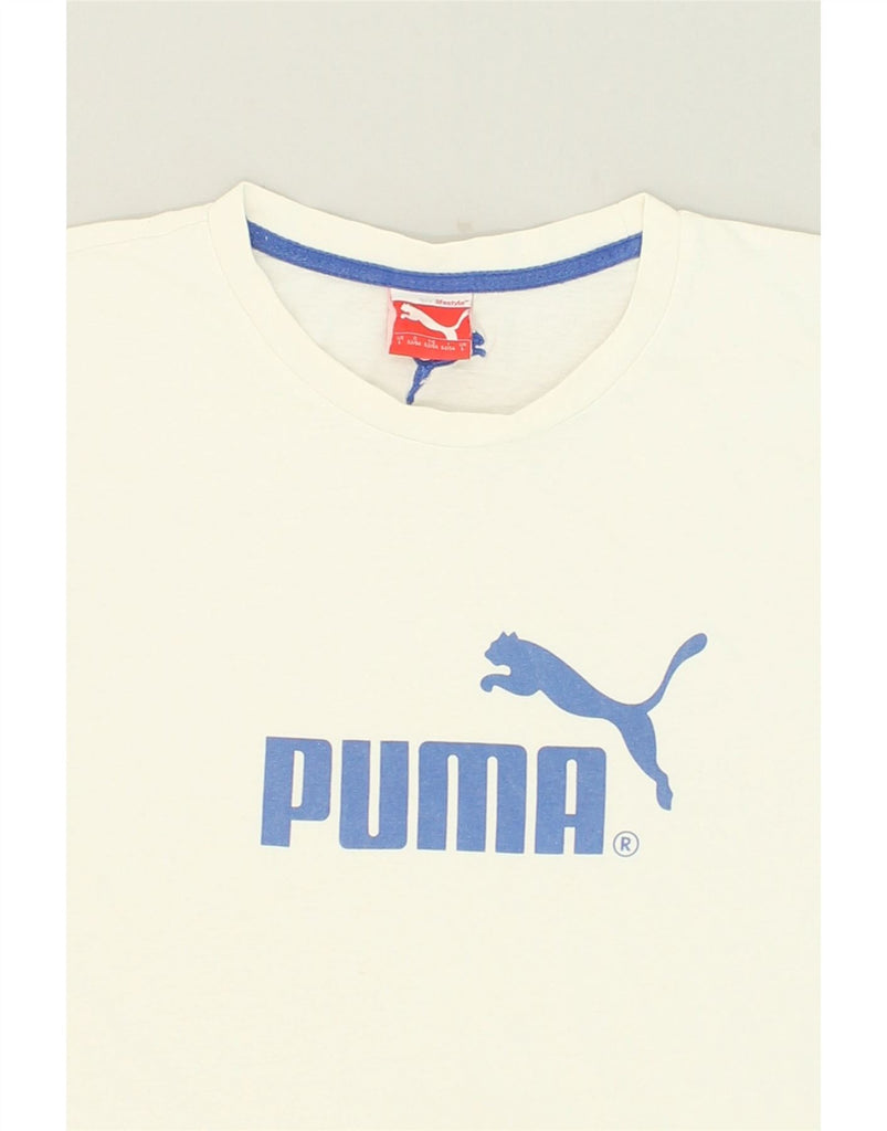 PUMA Mens Graphic Vest Top Large White | Vintage Puma | Thrift | Second-Hand Puma | Used Clothing | Messina Hembry 