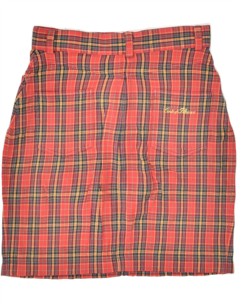 CONTE OF FLORENCE Womens Pencil Skirt IT 44 Medium W28 Red Check Cotton | Vintage Conte of Florence | Thrift | Second-Hand Conte of Florence | Used Clothing | Messina Hembry 