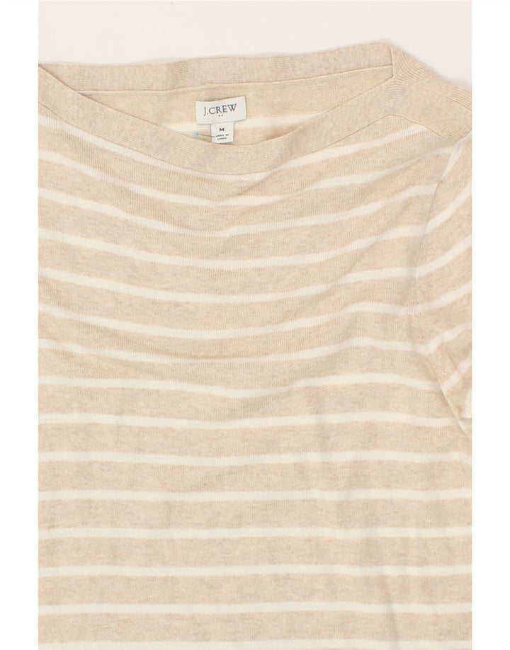 J. CREW Womens Boat Neck Jumper Sweater UK 12 Medium Beige Striped Vintage J. Crew and Second-Hand J. Crew from Messina Hembry 