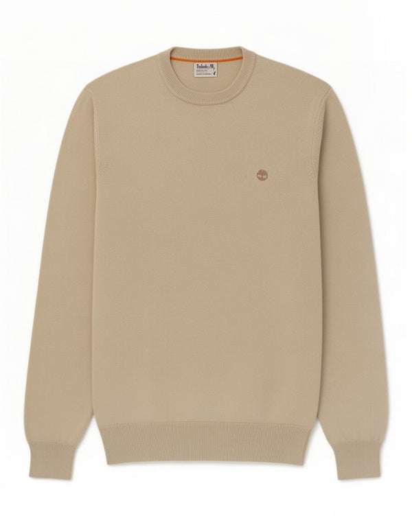 Timberland Mens Crew Neck Jumper Sweater Small Beige Cotton