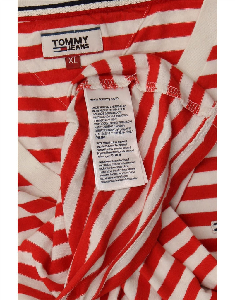TOMMY HILFIGER Womens T-Shirt Top UK 18 XL Red Striped Cotton Vintage Tommy Hilfiger and Second-Hand Tommy Hilfiger from Messina Hembry 