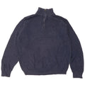 Izod Mens Zip Neck Jumper Sweater Medium Navy Blue Cotton