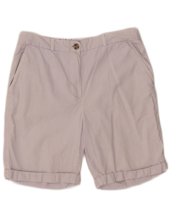 Marks & Spencer Womens High Waist Chino Shorts UK 12 Medium W32 Grey Cotton