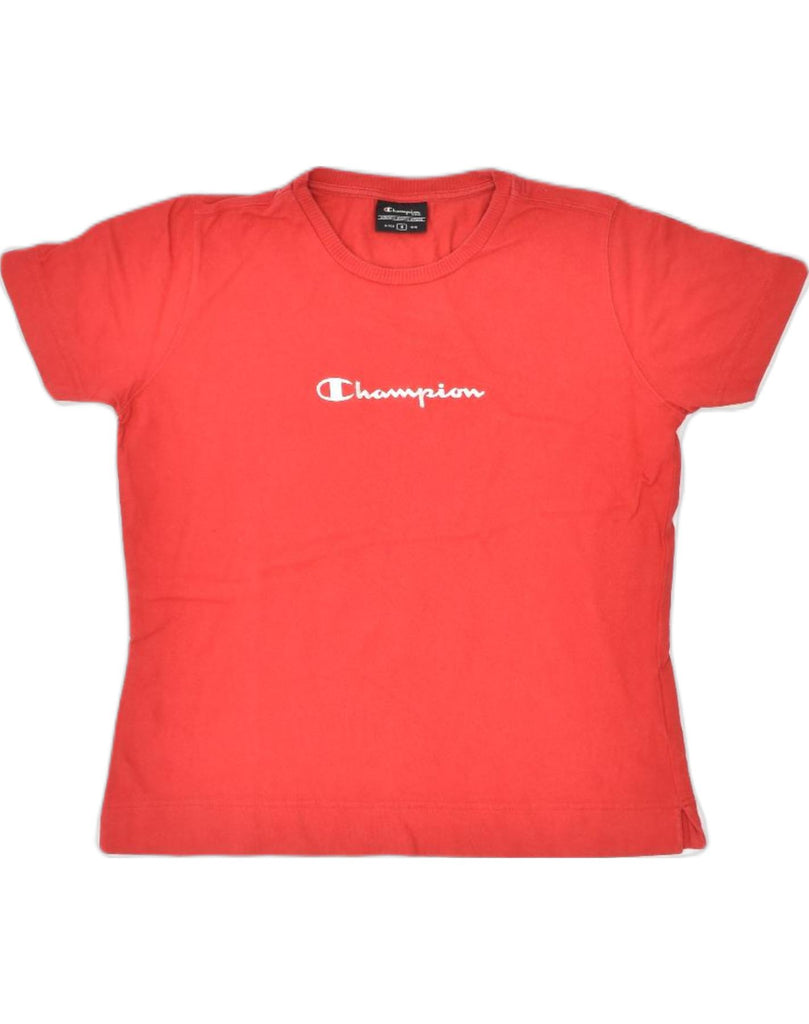 CHAMPION Womens Graphic T-Shirt Top UK 10 Small Red Cotton | Vintage | Thrift | Second-Hand | Used Clothing | Messina Hembry 