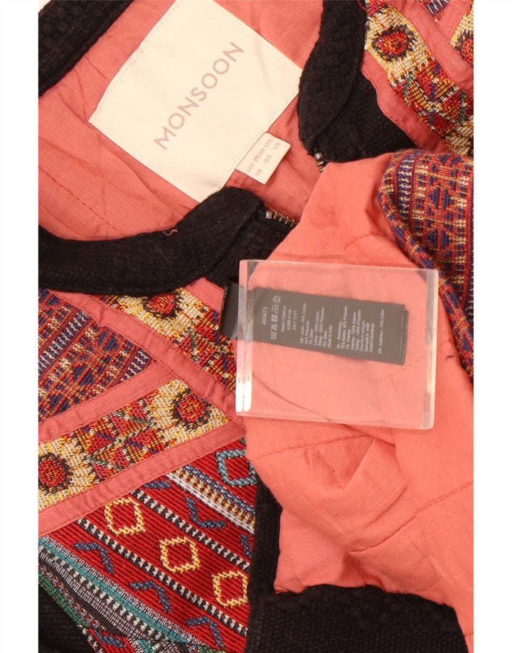 Monsoon Womens Blazer Jacket UK 18 XL  Black Fair Isle Cotton