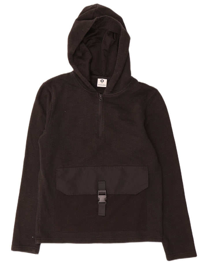 Jack & Jones Mens Zip Neck Hoodie Jumper Small Grey Polyester