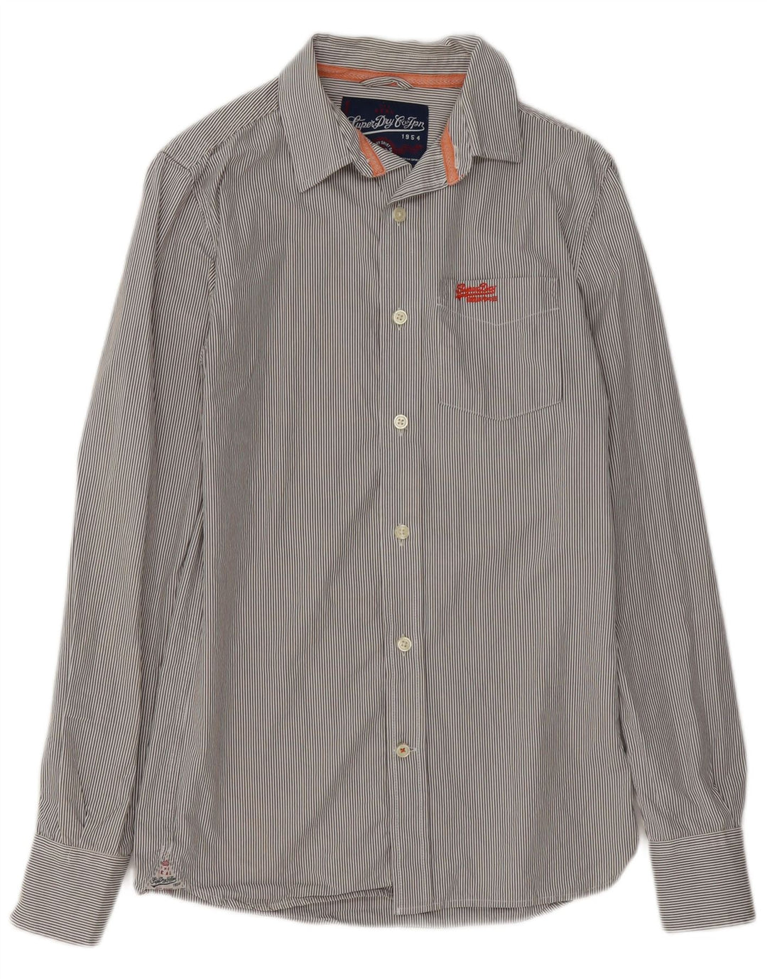 Superdry Mens Shirt Small Grey Pinstripe Cotton