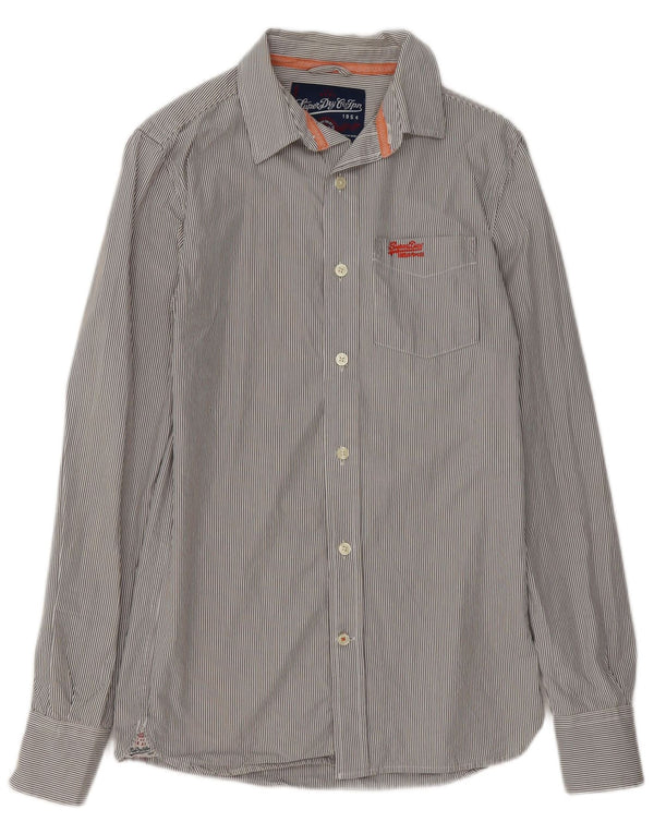 Superdry Mens Shirt Small Grey Pinstripe Cotton