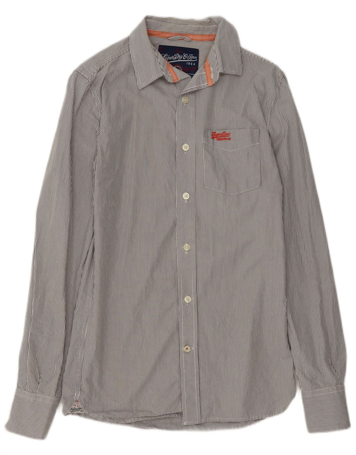 Superdry Mens Shirt Small Grey Pinstripe Cotton
