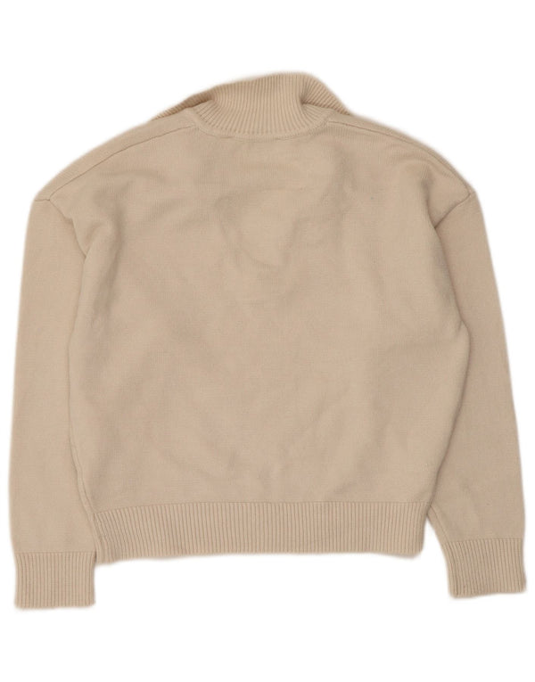 Zara Womens Crop Polo Neck Jumper Sweater UK 14 Medium Beige