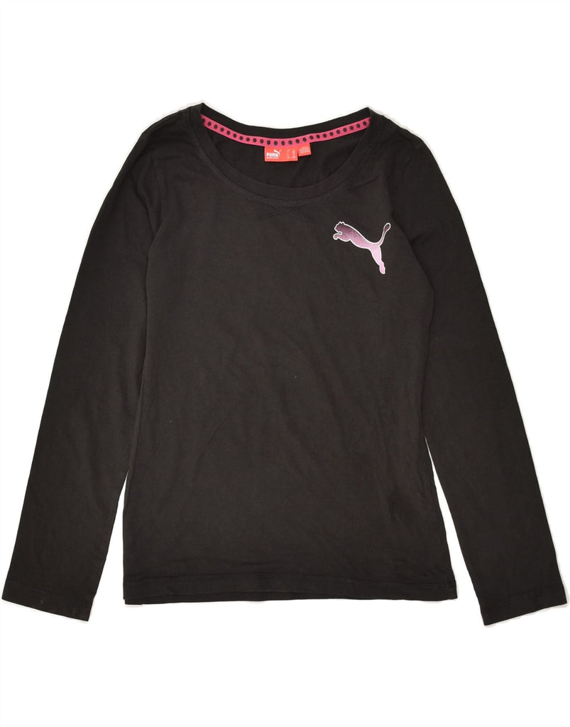 PUMA Girls Top Long Sleeve 11-12 Years Black Cotton | Vintage Puma | Thrift | Second-Hand Puma | Used Clothing | Messina Hembry 