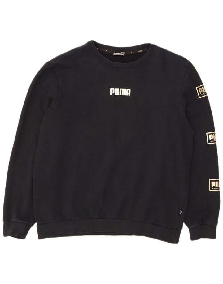 Puma Womens Graphic Sweatshirt Jumper UK 16 Large Black Cotton