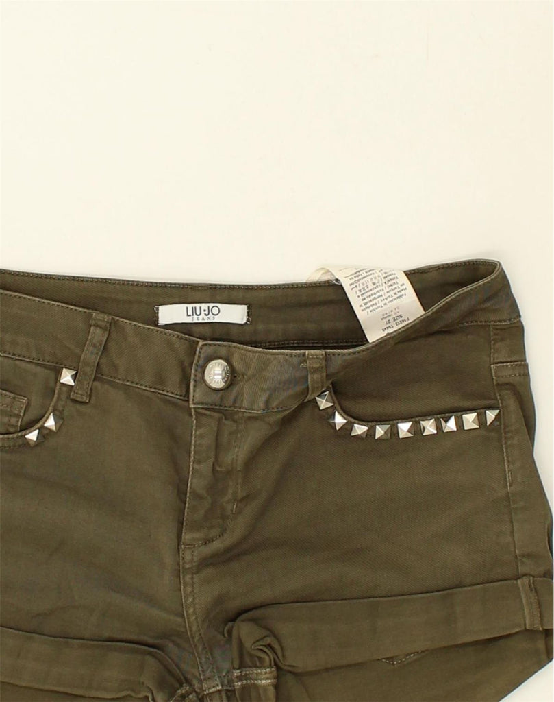 LIU JO Womens Hot Pants W27 Small Khaki Cotton | Vintage Liu Jo | Thrift | Second-Hand Liu Jo | Used Clothing | Messina Hembry 