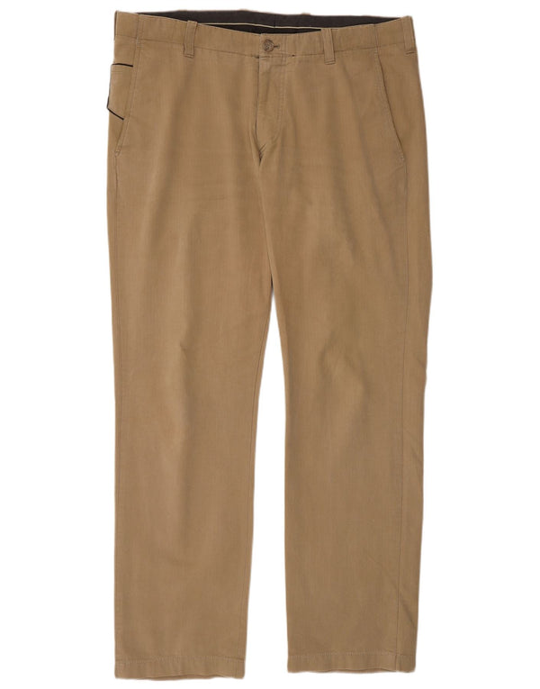 Massimo Dutti Mens Straight Chino Trousers EU 44 Large W34 L31 Beige Cotton