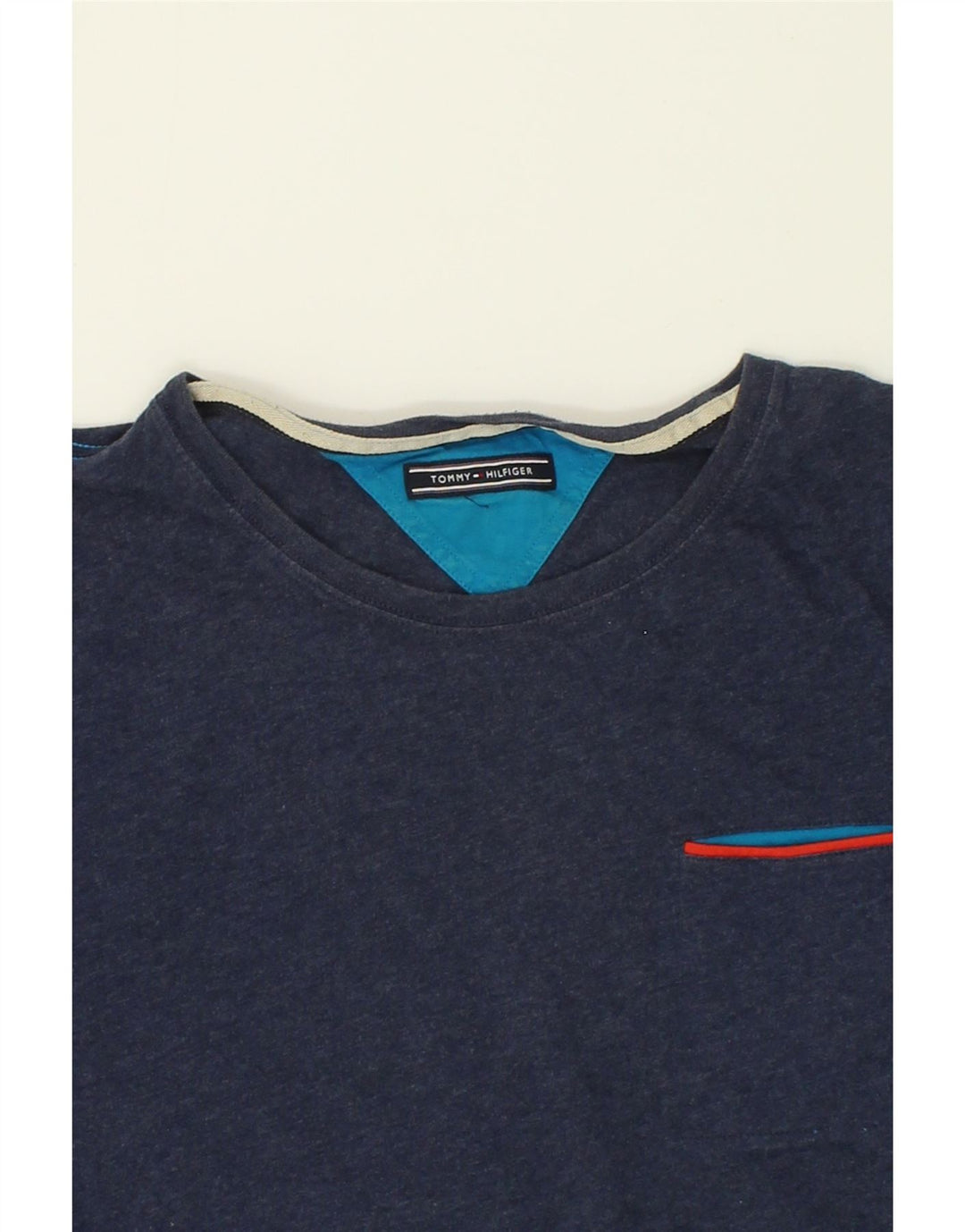 TOMMY HILFIGER Mens T-Shirt Top Large Navy Blue Cotton Vintage Tommy Hilfiger and Second-Hand Tommy Hilfiger from Messina Hembry 