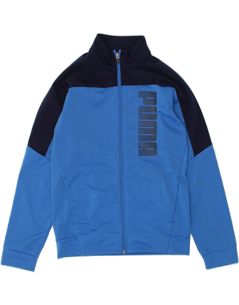 PUMA Boys Graphic Tracksuit Top Jacket 11-12 Years Blue Colourblock | Vintage Puma | Thrift | Second-Hand Puma | Used Clothing | Messina Hembry 