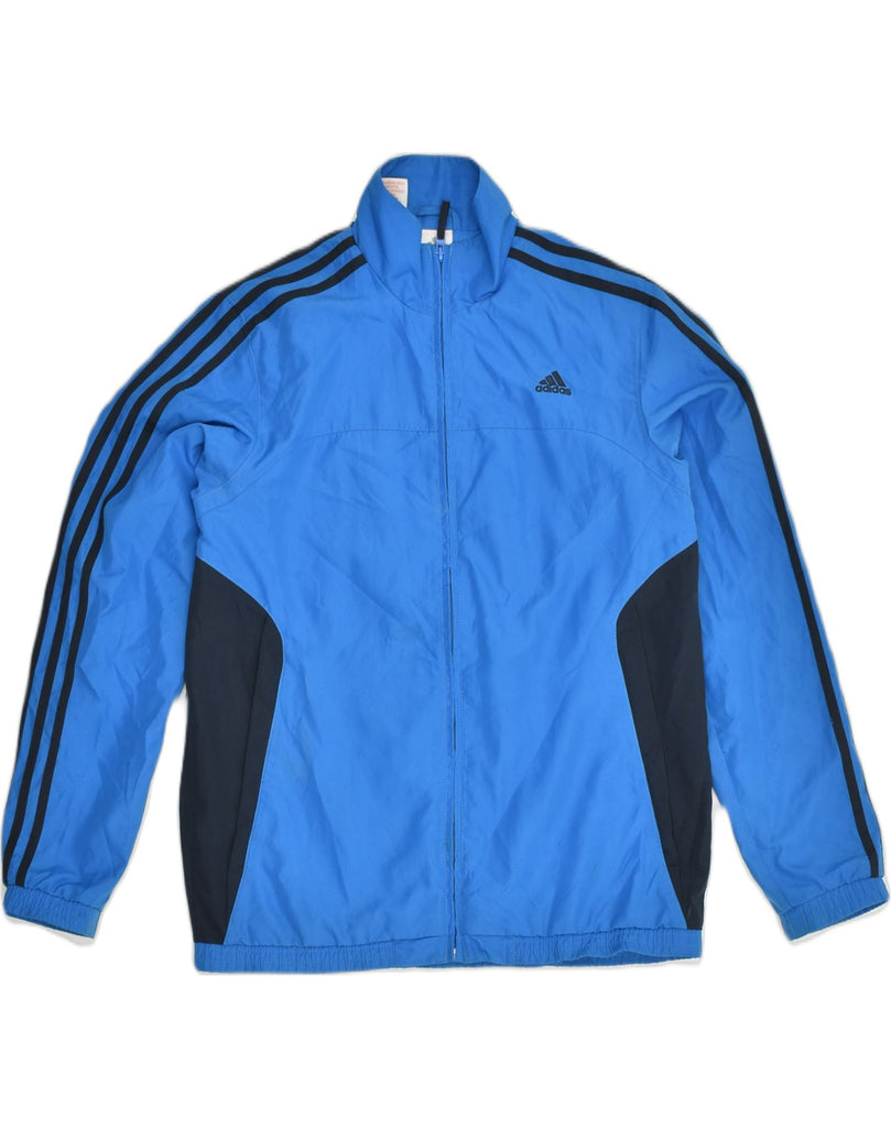 ADIDAS Boys Tracksuit Top Jacket 13-14 Years Blue Colourblock Polyester | Vintage Adidas | Thrift | Second-Hand Adidas | Used Clothing | Messina Hembry 