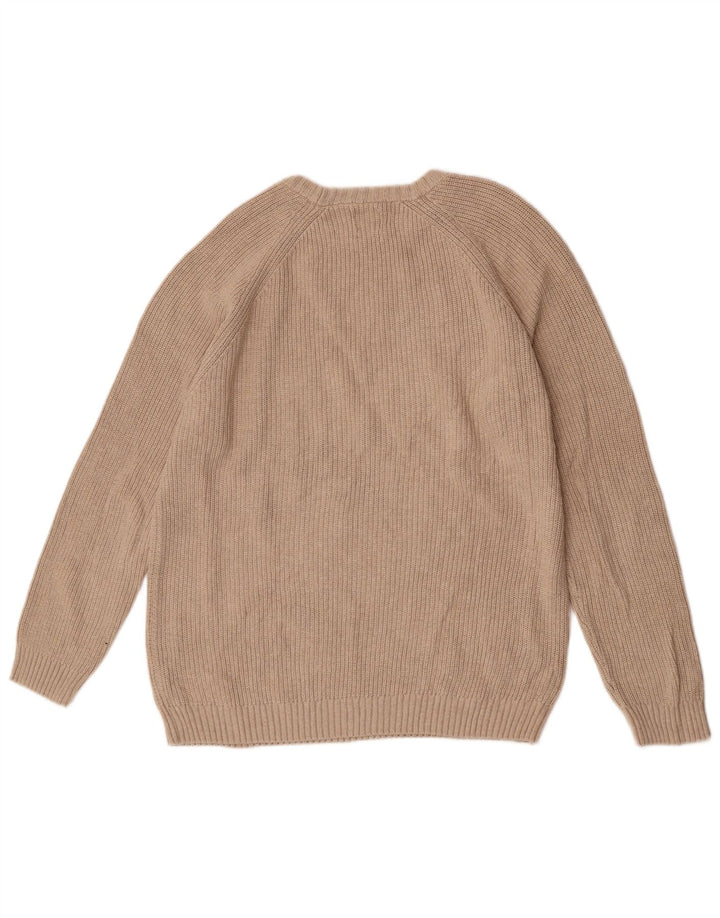 Zara Mens Crew Neck Jumper Sweater Medium Beige Cotton