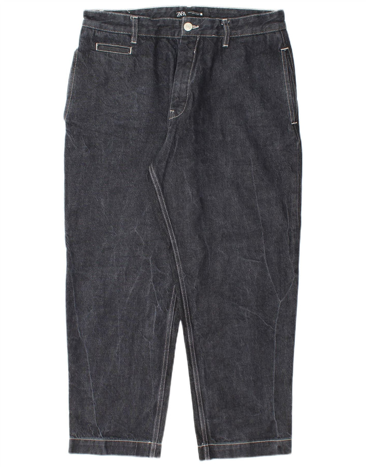 Zara Mens Tapered Jeans EU 44 Large W34 L27 Black Cotton