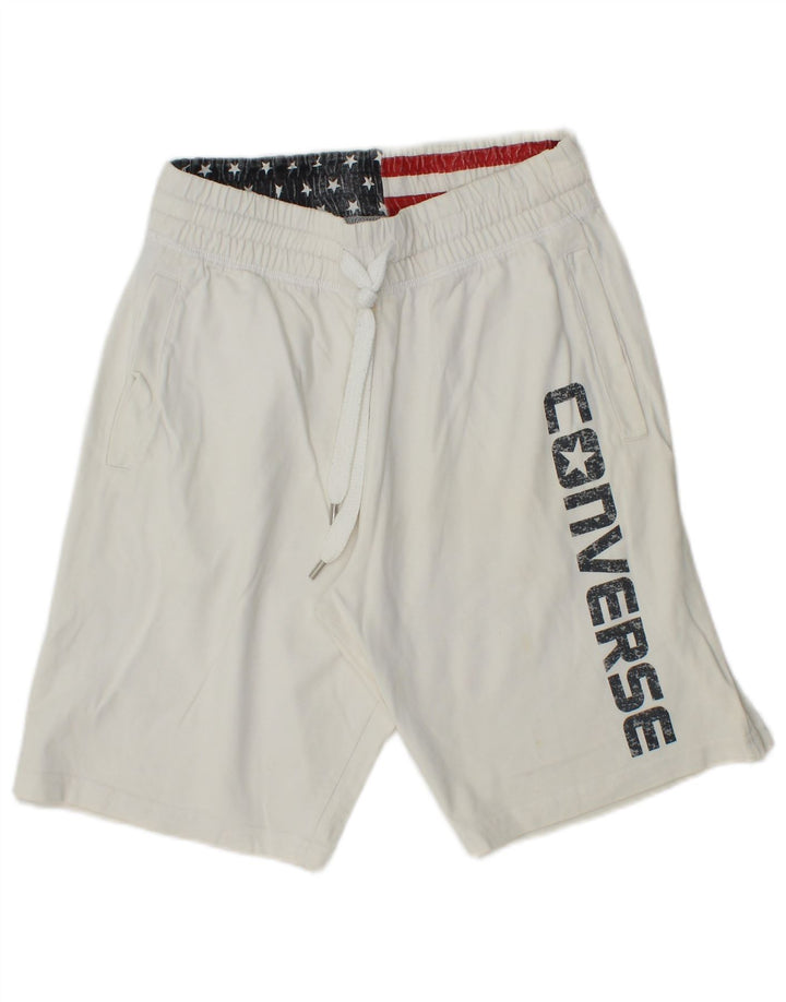 Converse Mens Graphic Sport Shorts Small White Cotton